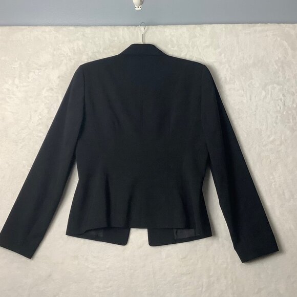 Ann Taylor Blazer Women Size 6 Wool Blend Stretch Black Lined 2 Button - Picture 9 of 9